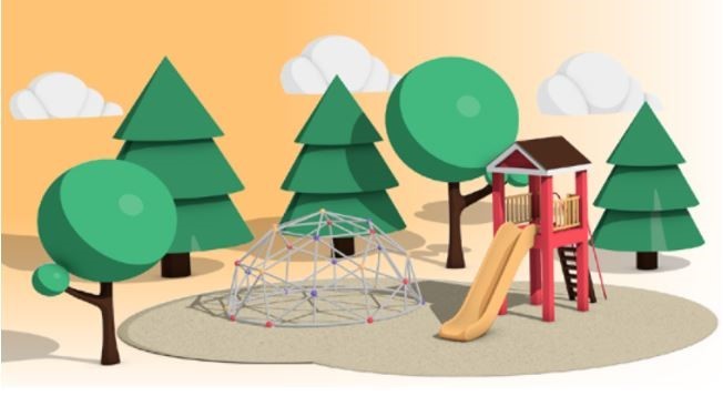 Allergy aware course flyer with graphic of childcare playground.