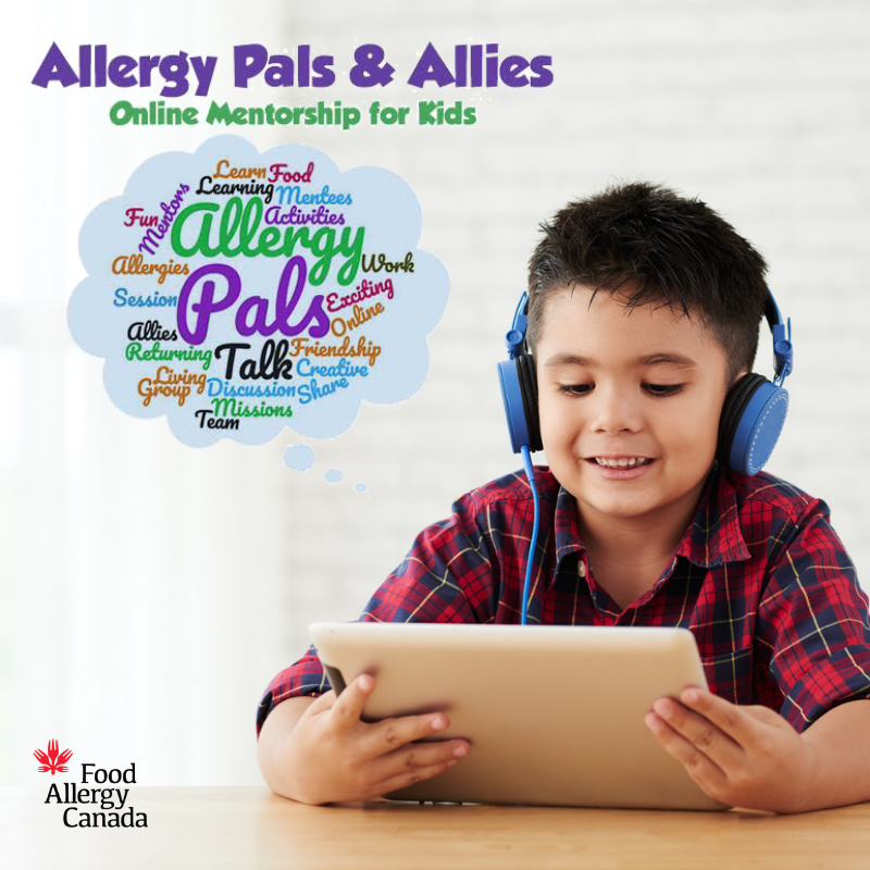 Allergy Pals and Allies online mentorship - boy on tablet