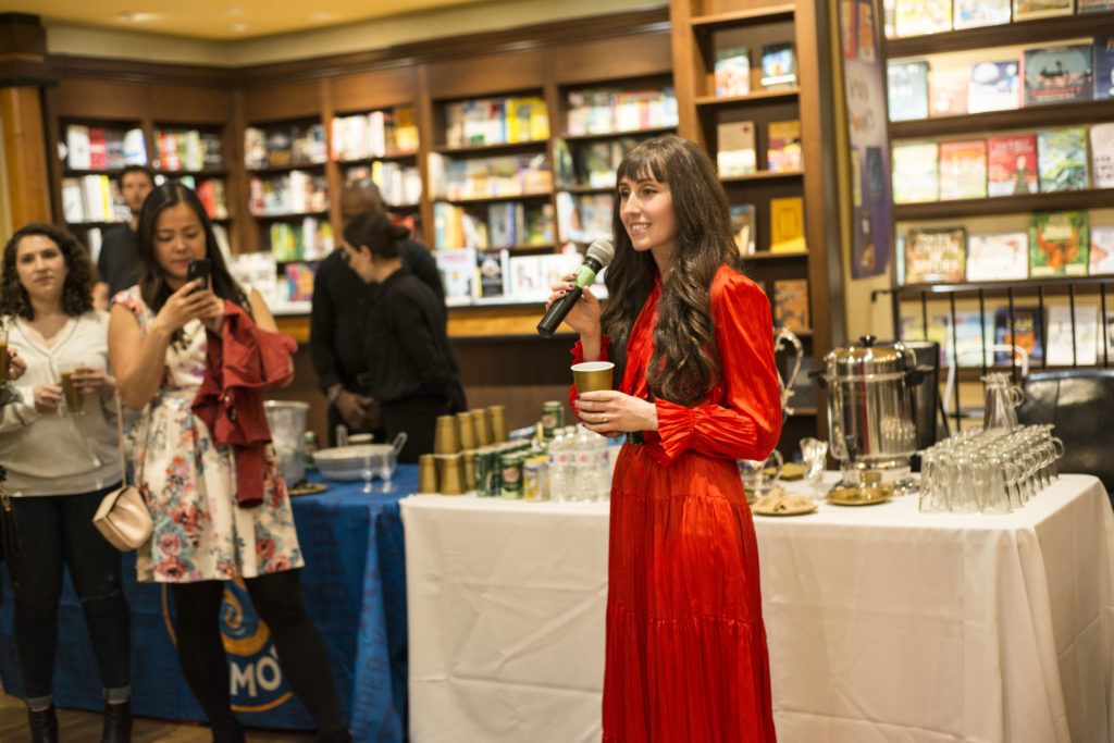 Amanda Orlando at her book launch of "Everyone's Welcome"