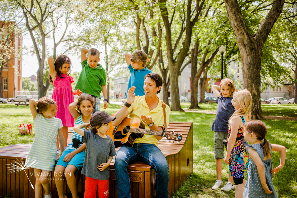 Kyle Dine, musician, singing with children