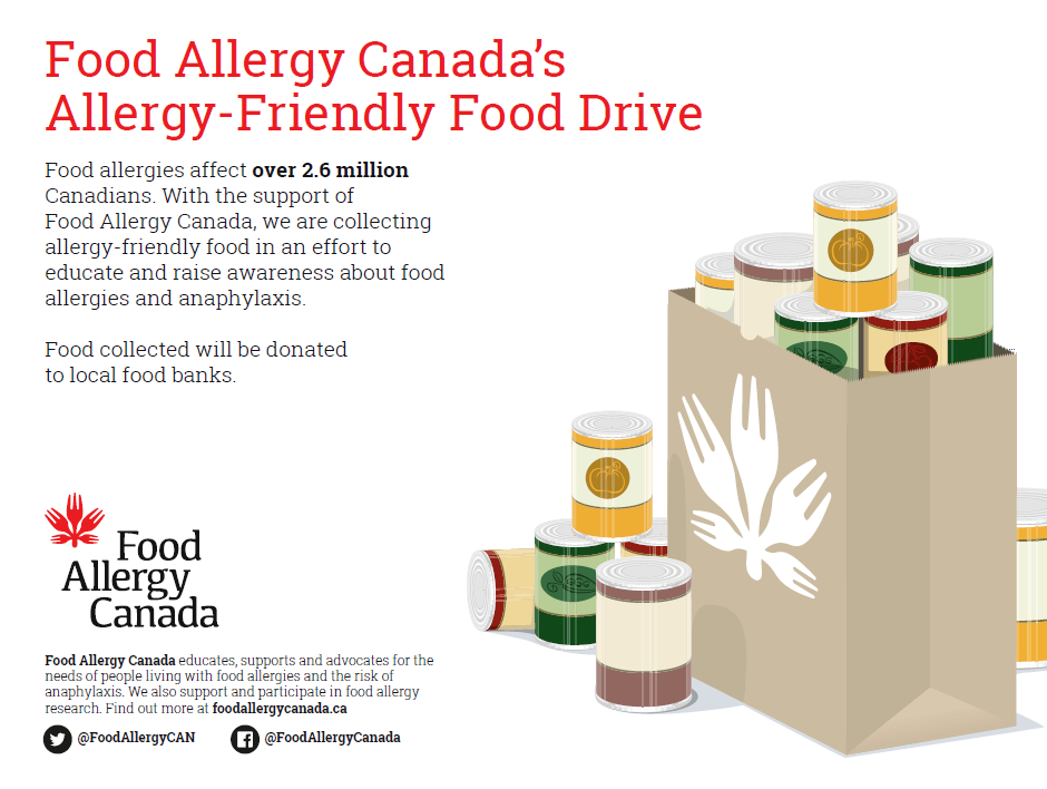 Food Allergy Canada's Allergy-Friendly Food Drive poster
