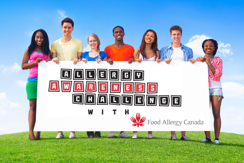 Students holding Allergy Awareness Challenge sign