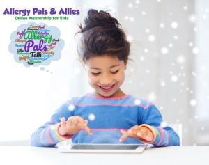 Girl on tablet. Allergy Pals/Allies winter session.