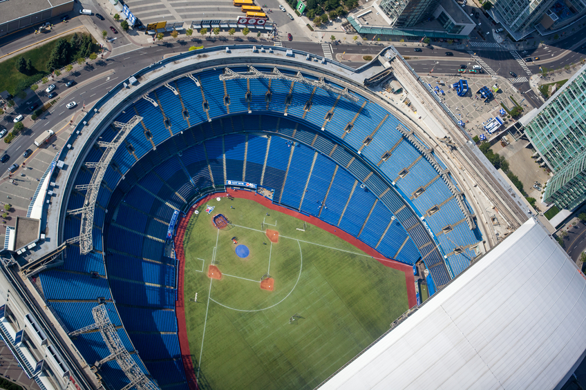Toronto, Canada - August 8, 2014: Aerial view of the Rogers Center a few hours before of a Blue Jays match
