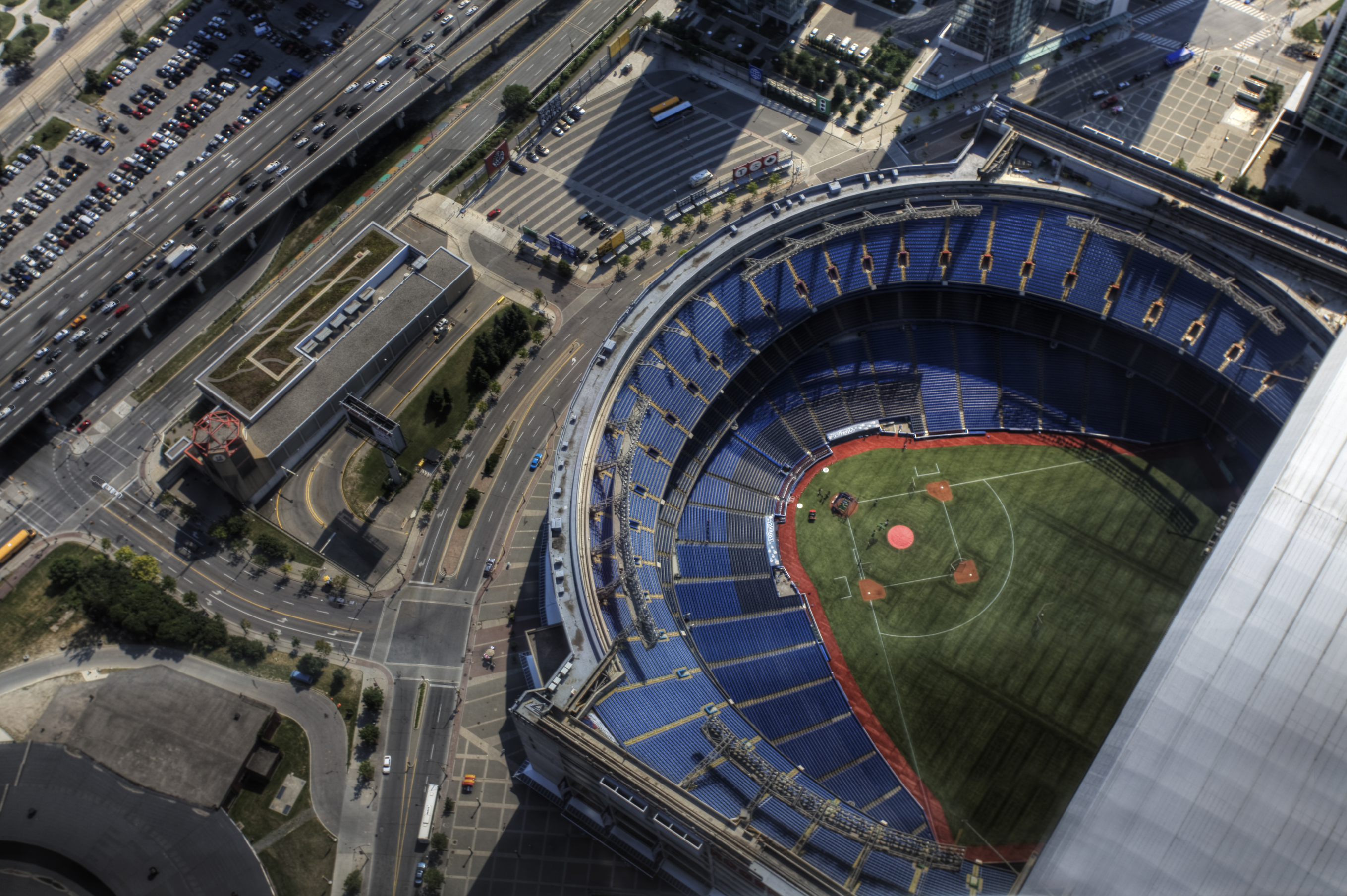 Toronto, Canada - July 27, 2010: An aerial view of the Rogers Center in Toronto, Canada. The stadium houses the Toronto Blue Jays and was opened in 1989.