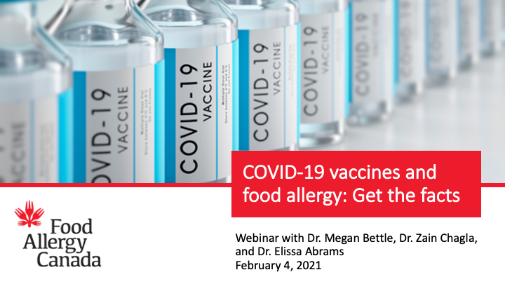COVID-19 vaccines and food allergy webinar cover slide