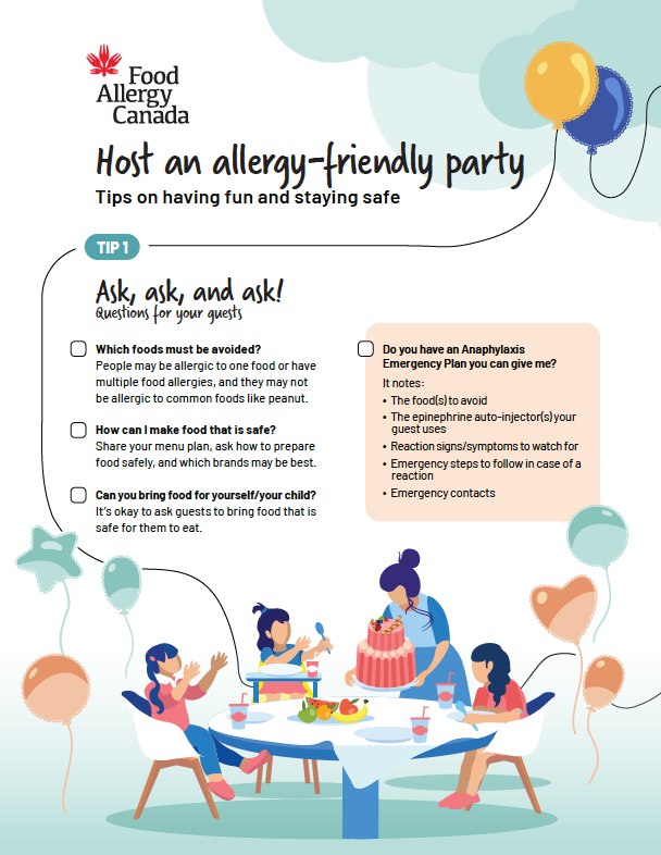 Allergy-friendly party tip sheet for hosts