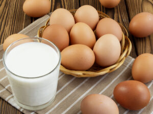 Eggs and a glass of milk